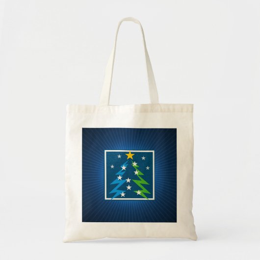 Kersttijd blauwe achtergrond tote bag (Voorkant)