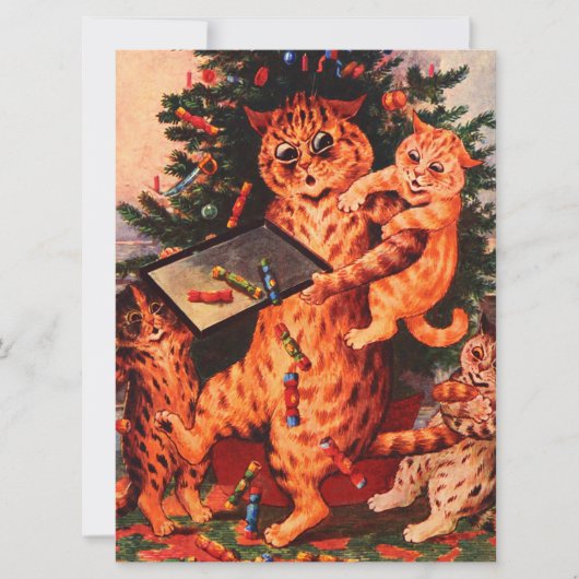 Kersttijd Catland Louis Wain Flat Card (Voorkant)