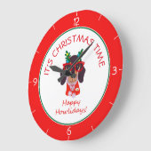 Kersttijd Cute Funny Dog Holiday Home Decor Grote Klok (Hoek)