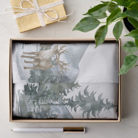 Kersttijd Deer, sneeuw en cabine-ontkoppeling Tissuepapier (Geschenk)