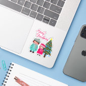 Kersttijd, enkele sticker (Laptop met iPhone)