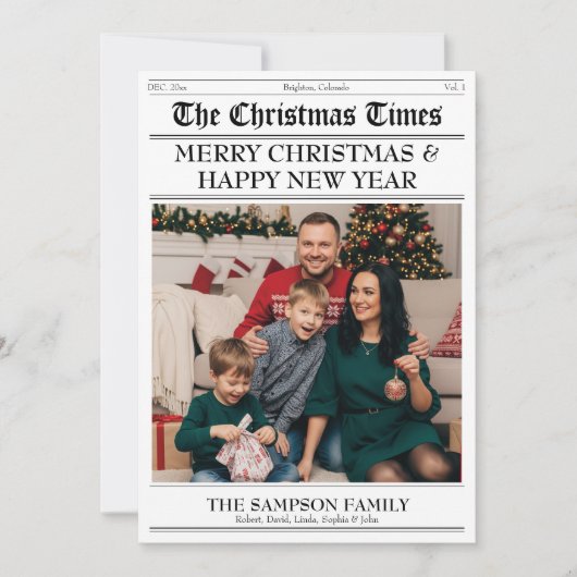 Kersttijd Familie Foto Nieuwsbrief Feestdagenkaart (Voorkant)