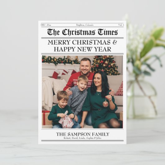 Kersttijd Familie Foto Nieuwsbrief Feestdagenkaart (Staand voorkant)