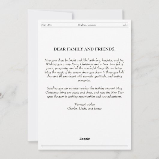 Kersttijd Familie Foto Nieuwsbrief Feestdagenkaart (Achterkant)