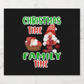 Kersttijd Familie tijd, Kerstmis familie ontwerp Sparkling Wijnetiket (Enkel label)