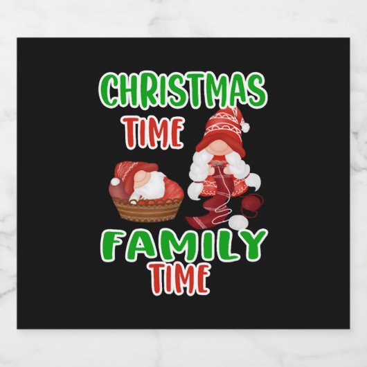 Kersttijd Familie tijd, Kerstmis familie ontwerp Sparkling Wijnetiket (Enkel label)