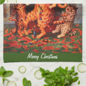 Kersttijd in Catland Louis Wain Theedoek (Gevouwen)