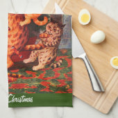 Kersttijd in Catland Louis Wain Theedoek (Quarter Fold)