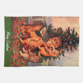 Kersttijd in Catland Louis Wain Theedoek (Horizontaal)