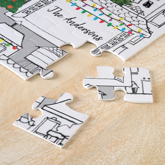 Kersttijd in de stad Persoonlijke hand-Drawn Legpuzzel (Zijkant)