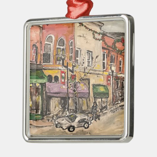 "Kersttijd in het centrum van Willoughby" Metalen Ornament (Links)