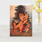 Kersttijd in Kattenland Louis Wain Kaart (Gele Bloem)