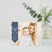 Kersttijd indigo blauwe prettige feestdagen foto (Staand voorkant)