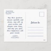 Kersttijd indigo blauwe prettige feestdagen foto (Achterkant)