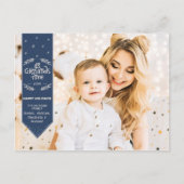 Kersttijd indigo blauwe prettige feestdagen foto (Voorkant)