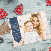 Kersttijd indigo blauwe prettige feestdagen foto