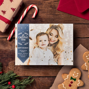 Kersttijd indigo blauwe prettige feestdagen foto feestdagenkaart