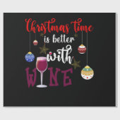 Kersttijd is beter met wijn cadeaupapier (Vlak)