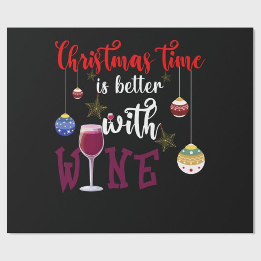 Kersttijd is beter met wijn cadeaupapier (Vlak)