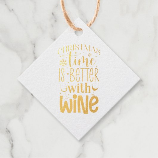 Kersttijd is beter met wijngoud bedankjes labels (Voorkant)