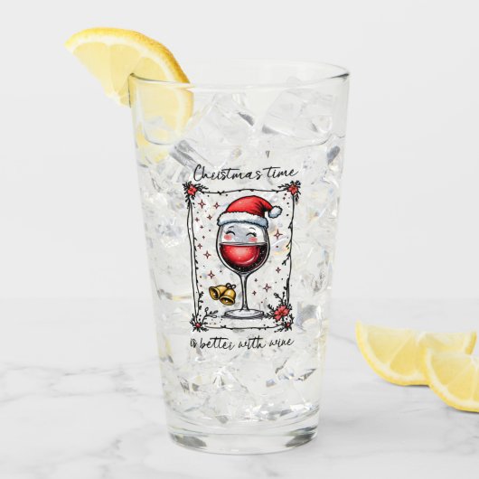 Kersttijd is leuker met wijn glas (Voorkant ijs)