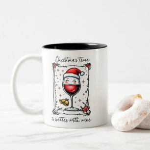 Kersttijd is leuker met wijn tweekleurige koffiemok