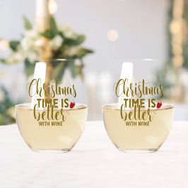 Kersttijd is leuker met wijn wijnglas zonder voet
