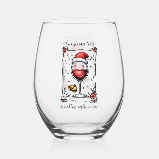 Kersttijd is leuker met wijn  wijnglas zonder voet (Achterkant)