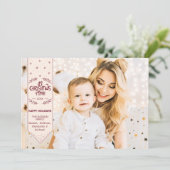 Kersttijd ivoor prettige feestdagen foto feestdagenkaart (Staand voorkant)