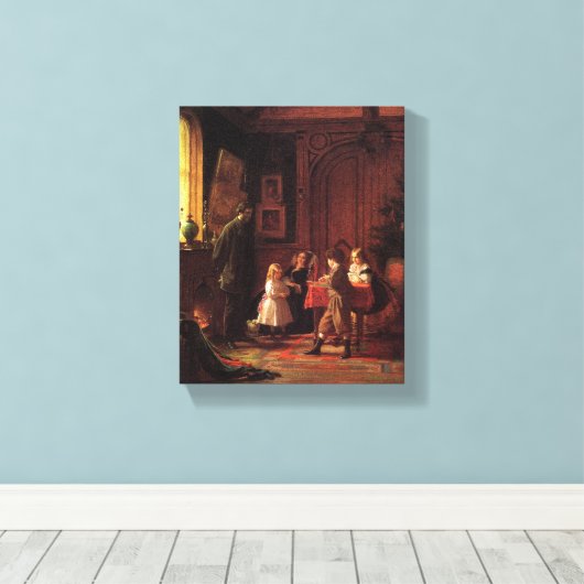 Kersttijd ( kerstscène) canvas afdruk (Insitu (Houten vloer))