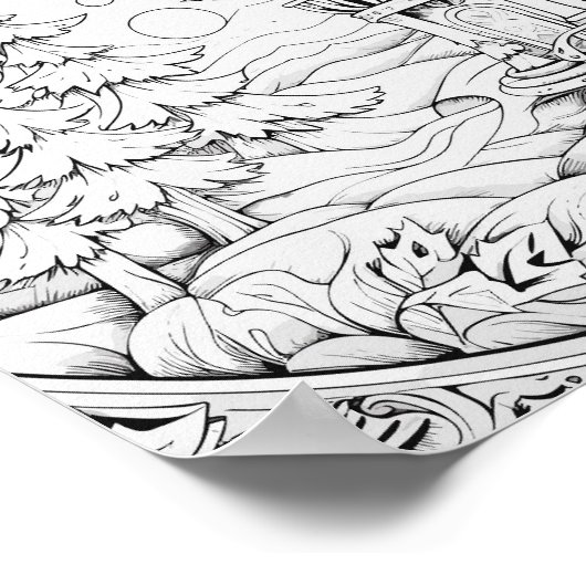 Kersttijd Kleurend Poster (Hoek)