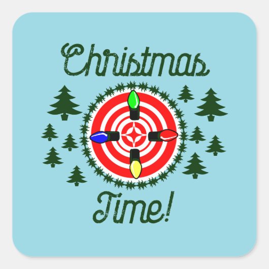 Kersttijd licht op punt! vierkante sticker (Voorkant)