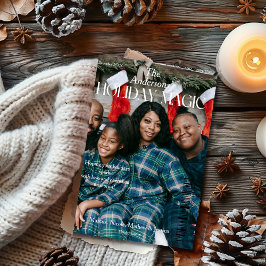 Kersttijd Magazine Omslag-Stijl Familie Foto Feestdagenkaart