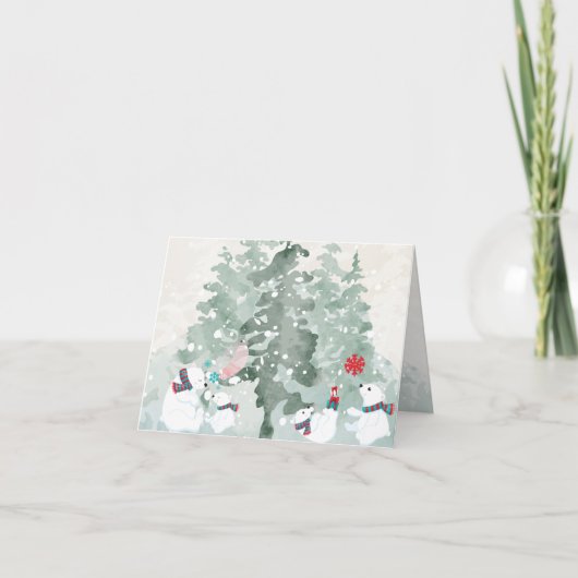 Kersttijd met Polar Beren Feestdagen Kaart (Voorkant)