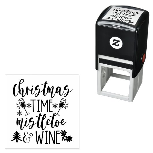 Kersttijd Mistletoe & Wine Self-Inking Stamp Zelfinktende Stempel (In situ)