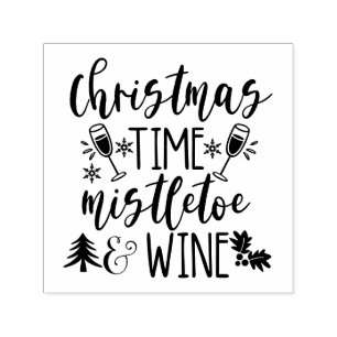 Kersttijd Mistletoe & Wine Self-Inking Stamp Zelfinktende Stempel