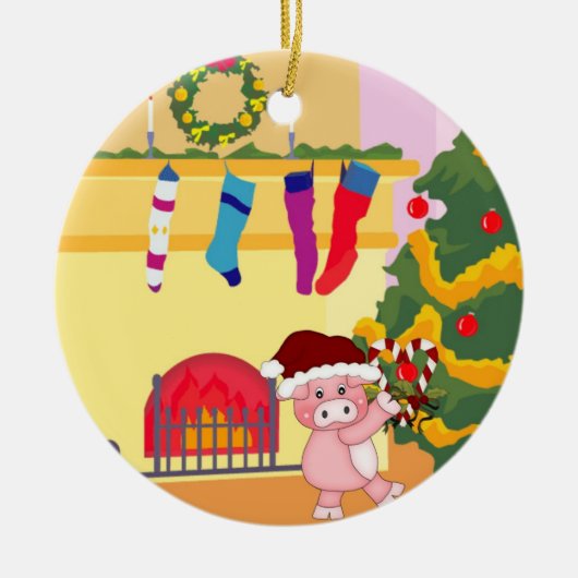 Kersttijd — Piggy Ornament (Voorkant)