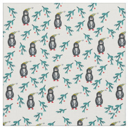 Kersttijd Pinguïns Waterverf Stof