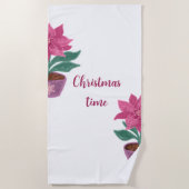 Kersttijd Poinsettia in bloempot Strandlaken (Voorkant)