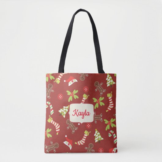 Kersttijd rood en groen tote bag (Voorkant)