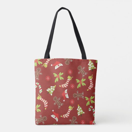 Kersttijd rood en groen tote bag (Achterkant)