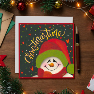 Kersttijd Sneeuwman Inspiratie Kerstkaart
