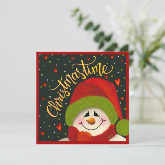Kersttijd Sneeuwman Inspiratie Kerstkaart (Staand voorkant)