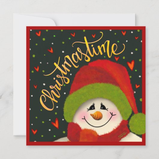 Kersttijd Sneeuwman Inspiratie Kerstkaart (Voorkant)