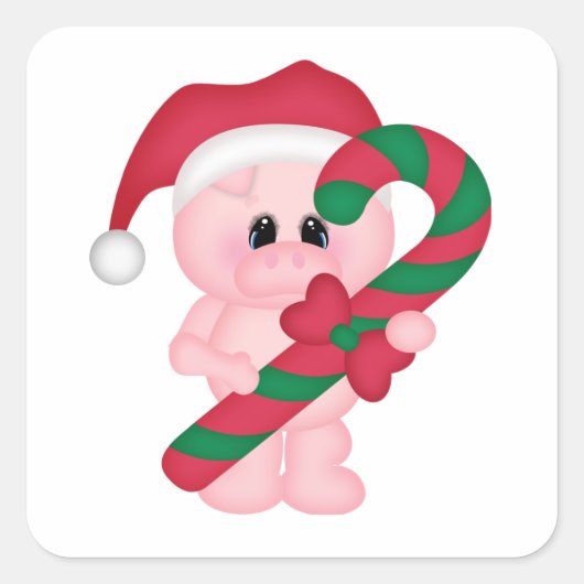 kersttijd varken vierkante sticker (Voorkant)