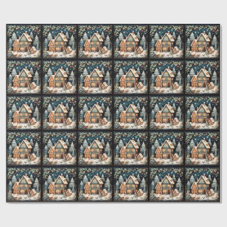 Kersttijd, vintage kersttafereel, cadeaupapier