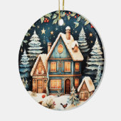 Kersttijd, vintage kersttafereel, keramisch ornament (Links)
