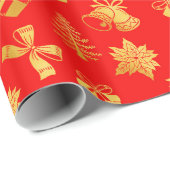 kersttijd voor rode en gouden kerstgerei cadeaupapier (Rol Hoek)