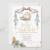 Kersttijd voor Tea Party Red Bow Vrijgezellenfeest Kaart (Voorkant)