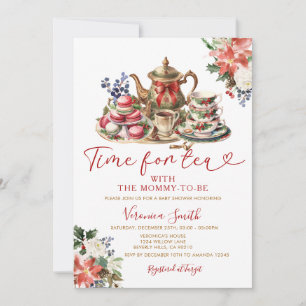 Kersttijd voor Thee Baby Borrel met mama Kaart